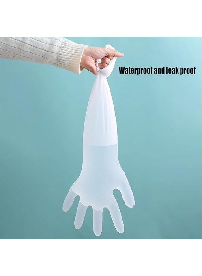 Mitoy 50 Pcs Disposable Long Gloves 60 cm, Waterproof CPE Cleaning Gloves with Elastic Cuff,  Extra Long Arm Gloves for Kitchen Dishwashing, Food Vegetable Washing & Household Cleaning, Thick, Heavy Duty & Clear - Image 4
